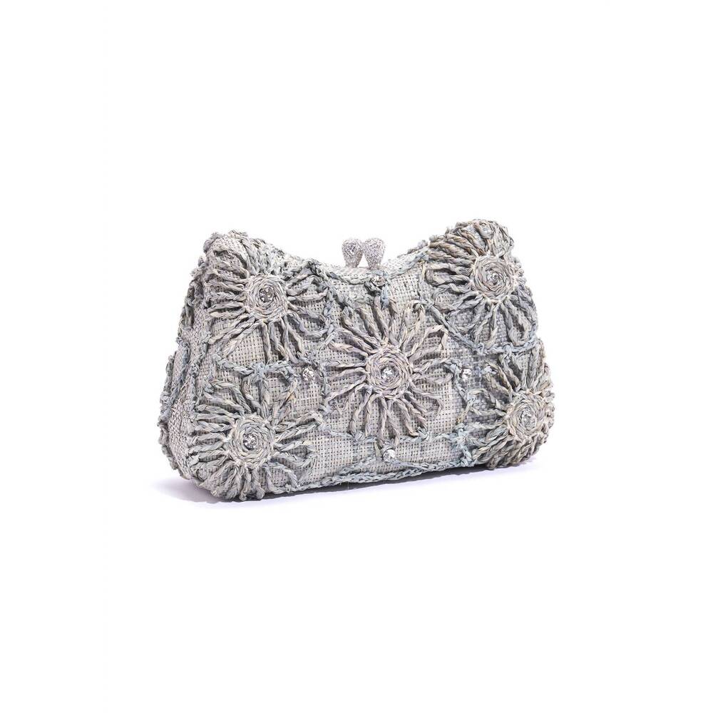 NEW EMM KUO women's gustavia clutch crossbody bag in denim blue